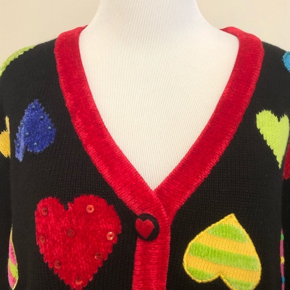 NWT The Quacker Factory whimsical heart cardigan - Picture 5 of 7